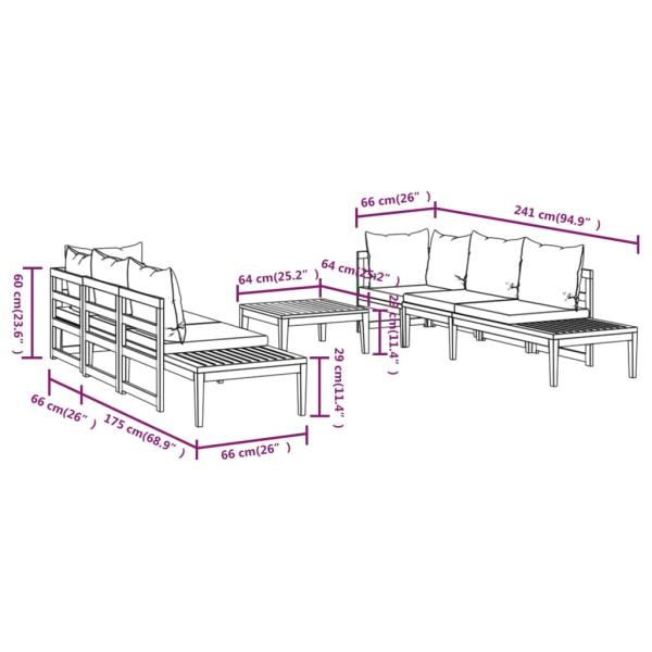 5-tlg. Garten-Lounge-Set mit Dunkelgrauen Kissen Akazienholz