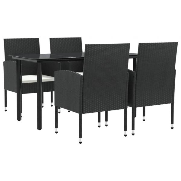 5-tlg. Garten-Essgruppe Schwarz Poly Rattan und Stahl
