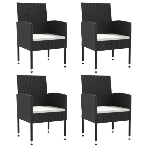 5-tlg. Garten-Essgruppe Schwarz Poly Rattan und Stahl