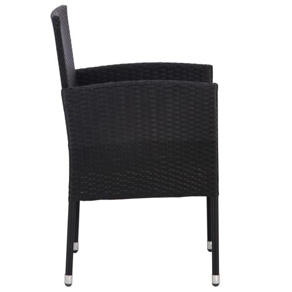 5-tlg. Garten-Essgruppe Schwarz Poly Rattan und Stahl
