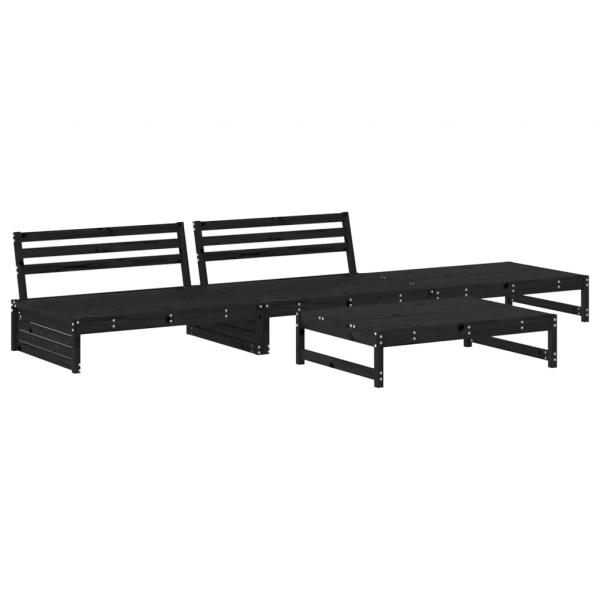 ARDEBO.de - 4-tlg. Garten-Lounge-Set mit Kissen Schwarz Massivholz