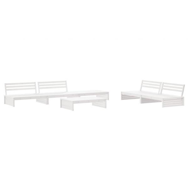 6-tlg. Garten-Lounge-Set mit Kissen Weiß Massivholz