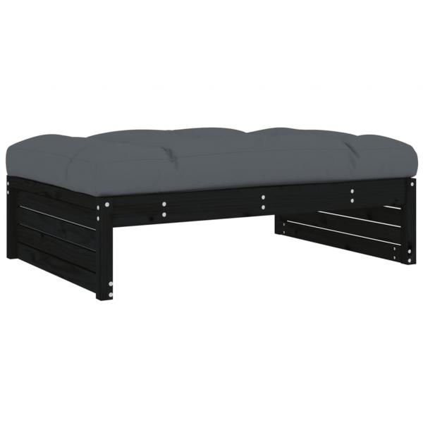 5-tlg. Garten-Lounge-Set mit Kissen Schwarz Massivholz
