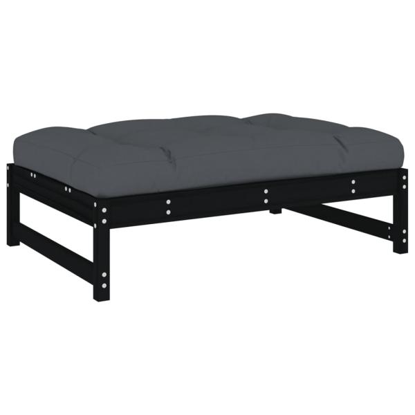 ARDEBO.de - 6-tlg. Garten-Lounge-Set mit Kissen Schwarz Massivholz