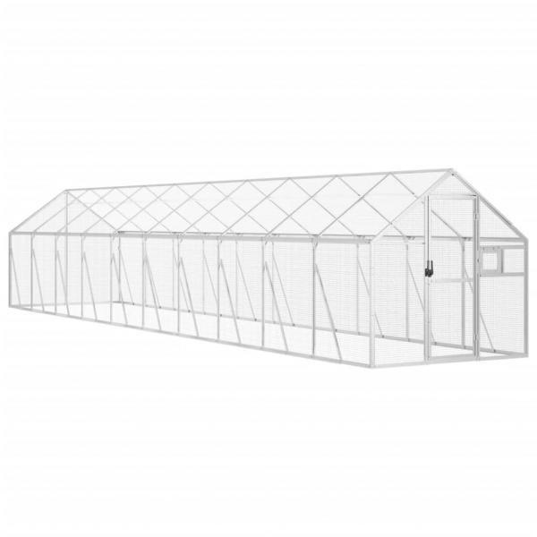 Voliere Silbern 1,79x10x1,85 m Aluminium