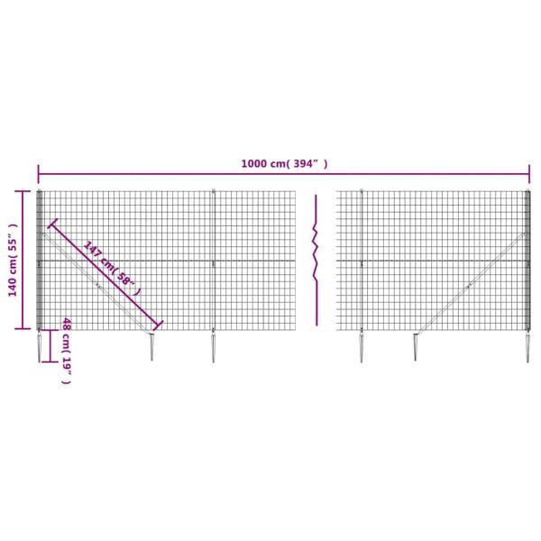 Maschendrahtzaun mit Bodenhülsen Anthrazit 1,4x10 m