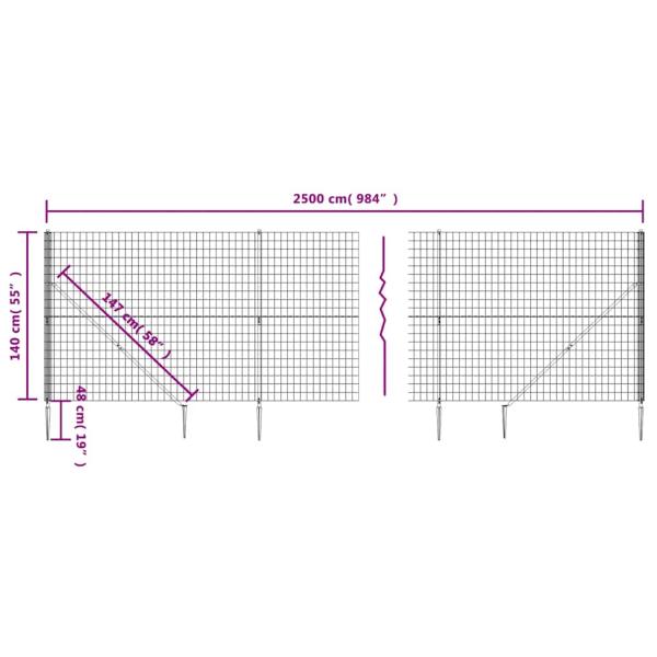 Maschendrahtzaun mit Bodenhülsen Anthrazit 1,4x25 m
