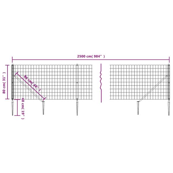 Maschendrahtzaun mit Bodenhülsen Grün 0,8x25 m