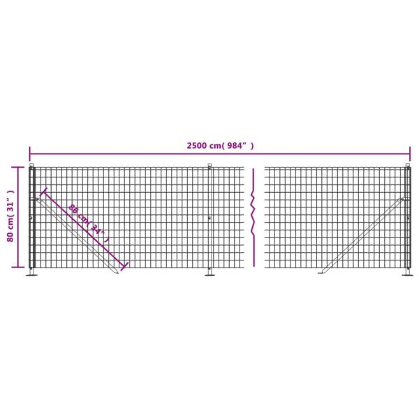 Maschendrahtzaun mit Bodenflansch Grün 0,8x25 m