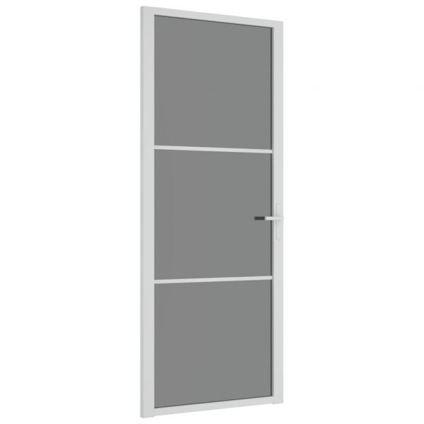 Innentür 83x201,5 cm Weiß ESG-Glas und Aluminium