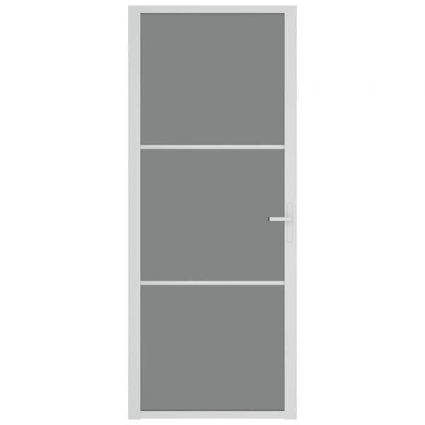 Innentür 83x201,5 cm Weiß ESG-Glas und Aluminium