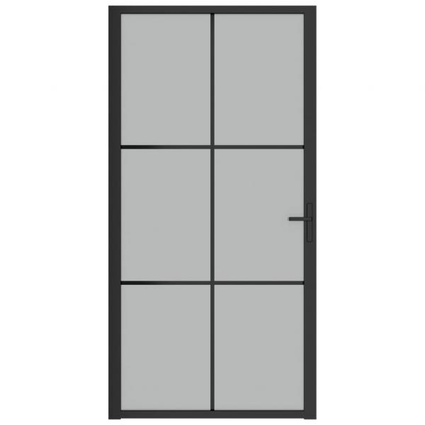 Innentür 102,5x201,5 cm Schwarz Mattglas und Aluminium