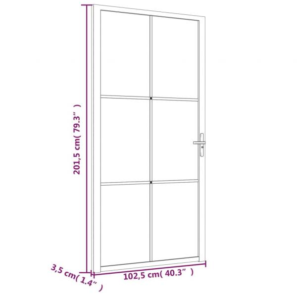 Innentür 102,5x201,5 cm Schwarz Mattglas und Aluminium