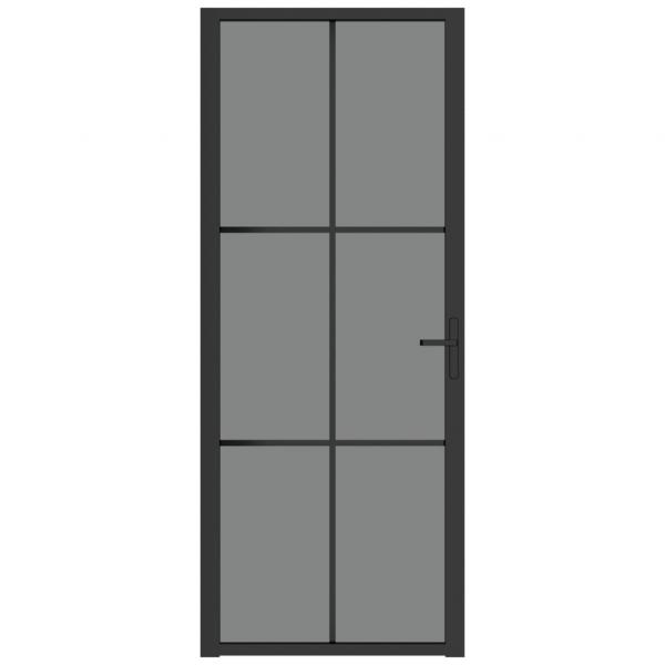Innentür 83x201,5 cm Schwarz ESG-Glas und Aluminium