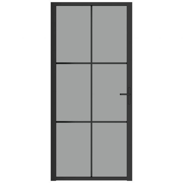 Innentür 93x201,5 cm Schwarz ESG-Glas und Aluminium