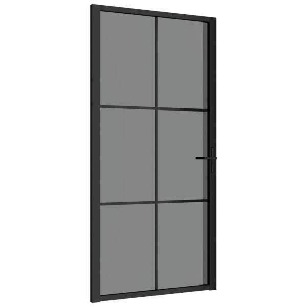 Innentür 102,5x201,5 cm Schwarz ESG-Glas und Aluminium