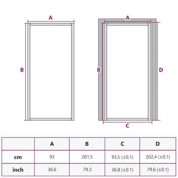 Innentür 93x201,5 cm Weiß ESG-Glas und Aluminium