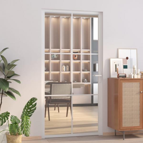 ARDEBO.de - Innentür 102,5x201,5 cm Weiß ESG-Glas und Aluminium