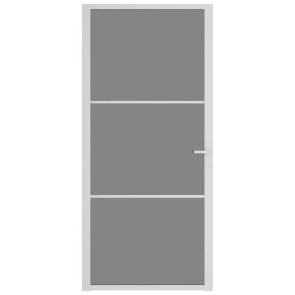Innentür 93x201,5 cm Weiß ESG-Glas und Aluminium
