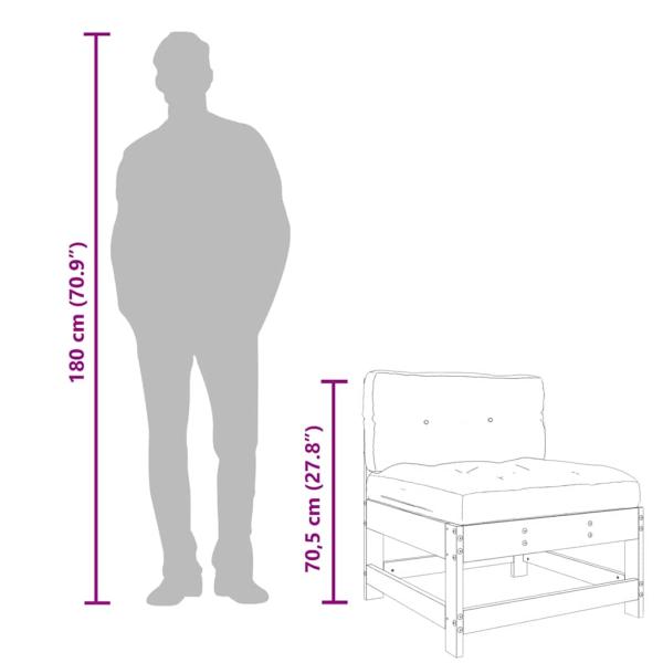 Mittelsofa mit Kissen Kiefernholz Imprägniert