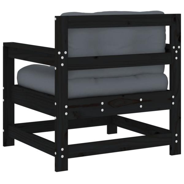 ARDEBO.de - Gartenstühle mit Kissen 2 Stk. Schwarz Massivholz Kiefer