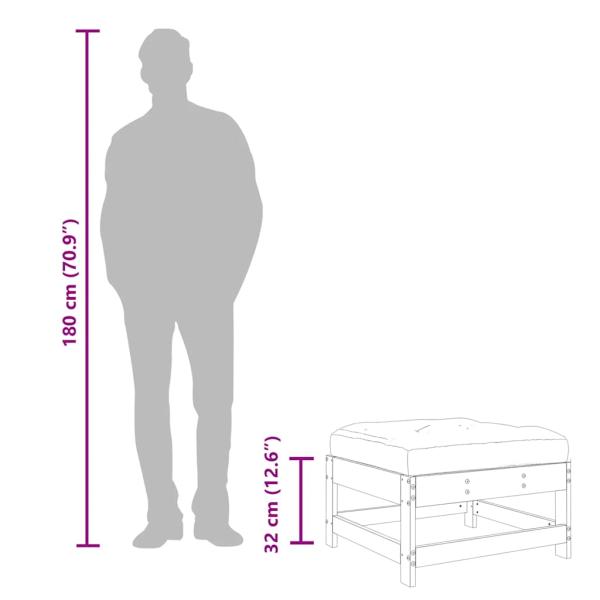 Gartenhocker mit Kissen 2 Stk. Grau Massivholz Kiefer