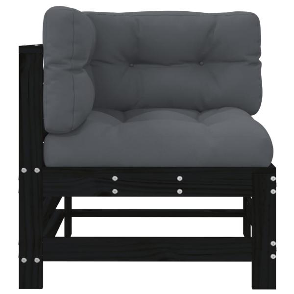 ARDEBO.de - Ecksofas mit Kissen 2 Stk. Schwarz Massivholz Kiefer