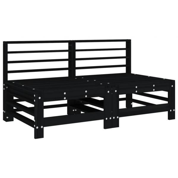 ARDEBO.de - Mittelsofas mit Kissen 2 Stk. Schwarz Massivholz Kiefer