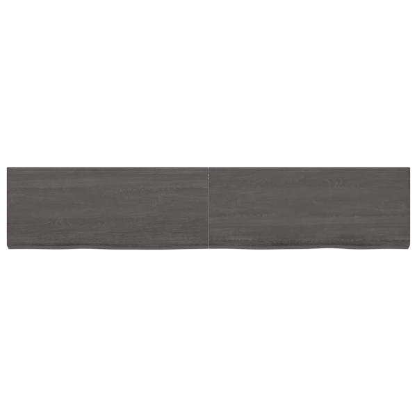 Wandregal Dunkelbraun 200x40x(2-6)cm Massivholz Eiche Behandelt