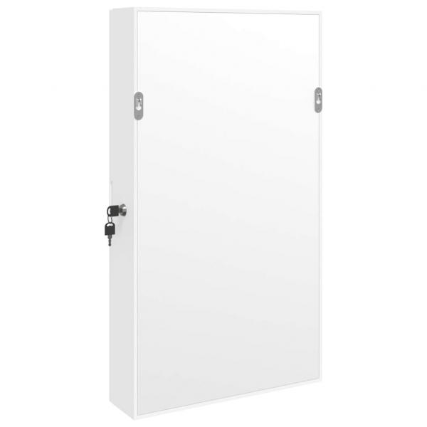 Schmuckschrank mit Spiegel Wandmontage Weiß 37,5x10x67 cm