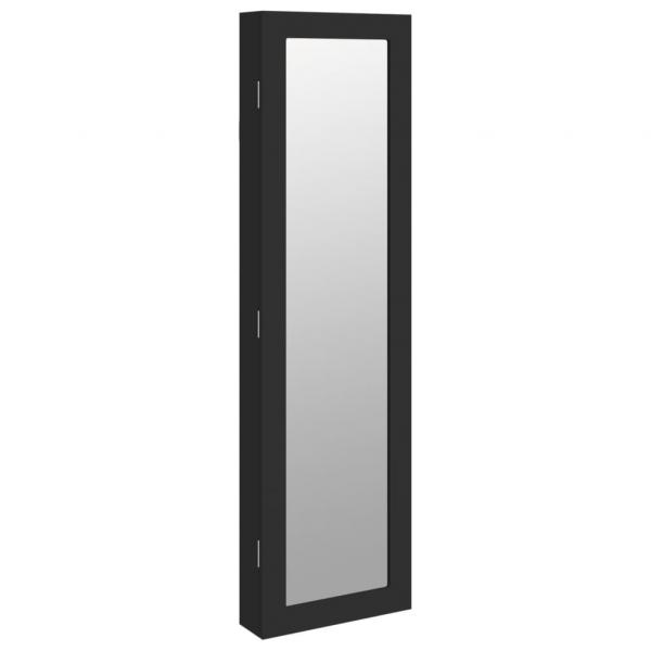 Schmuckschrank mit Spiegel Wandmontage Schwarz 30x8,5x106 cm