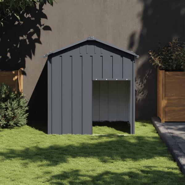 ARDEBO.de - Hundehütte mit Dach Anthrazit 117x103x123 cm Verzinkter Stahl