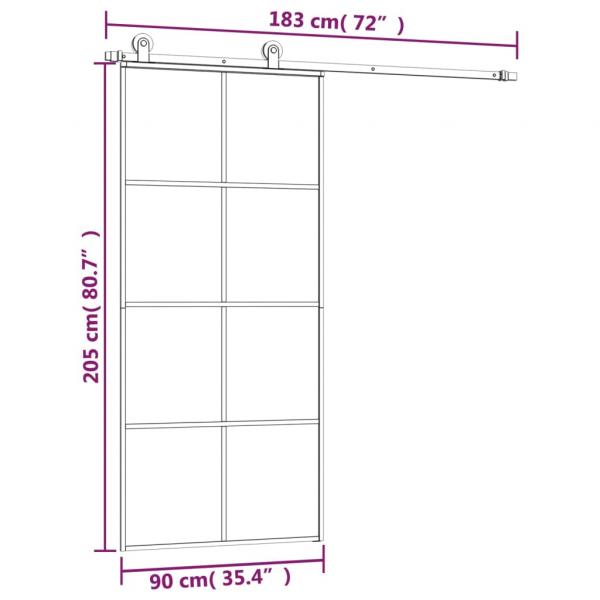 Schiebetür mit Beschlag 90x205 cm ESG-Glas & Aluminium