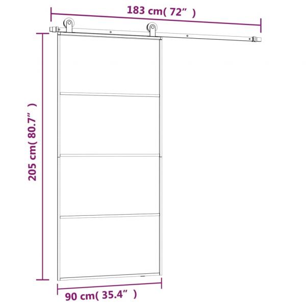 Schiebetür mit Beschlag 90x205 cm ESG-Glas & Aluminium