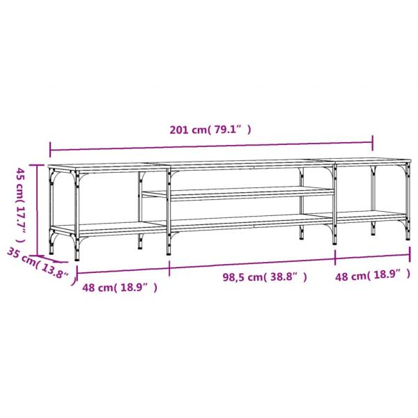 TV-Schrank Räuchereiche 201x35x45 cm Holzwerkstoff & Eisen