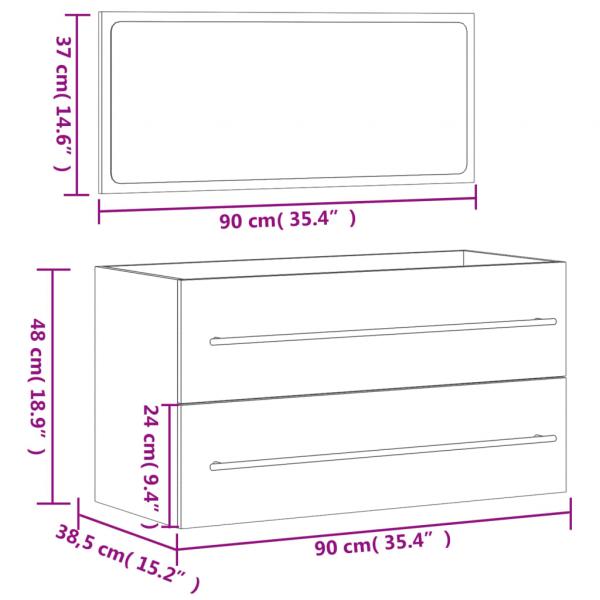 Badschrank mit Spiegel Schwarz Holzwerkstoff