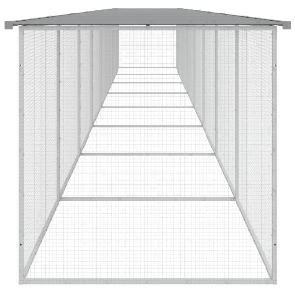 Hühnerkäfig mit Dach Hellgrau 803x98x90 cm Verzinkter Stahl