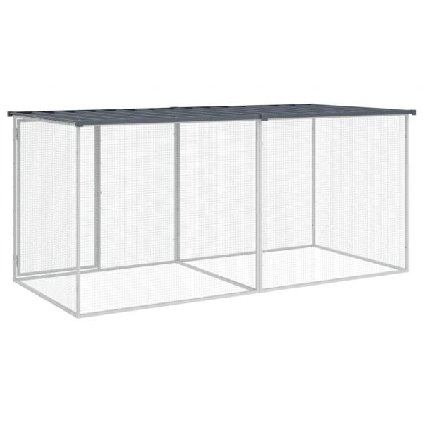 Hühnerkäfig mit Dach Anthrazit 203x98x90 cm Verzinkter Stahl