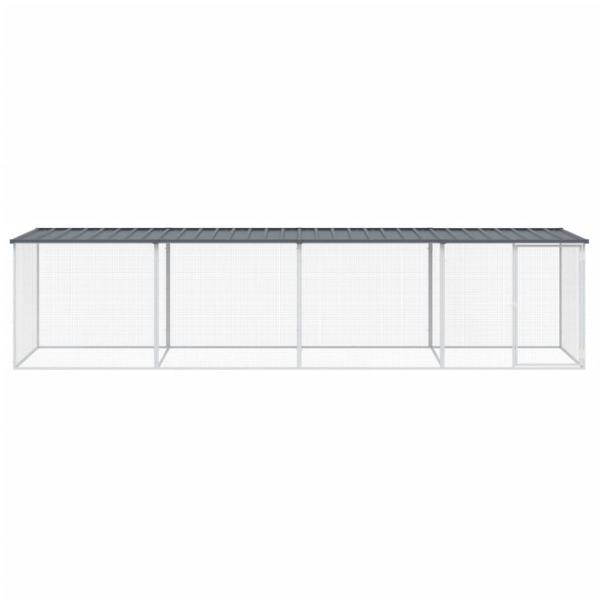 Hühnerkäfig mit Dach Anthrazit 403x98x90 cm Verzinkter Stahl