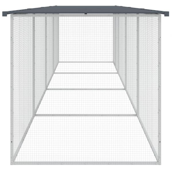 Hühnerkäfig mit Dach Anthrazit 403x98x90 cm Verzinkter Stahl