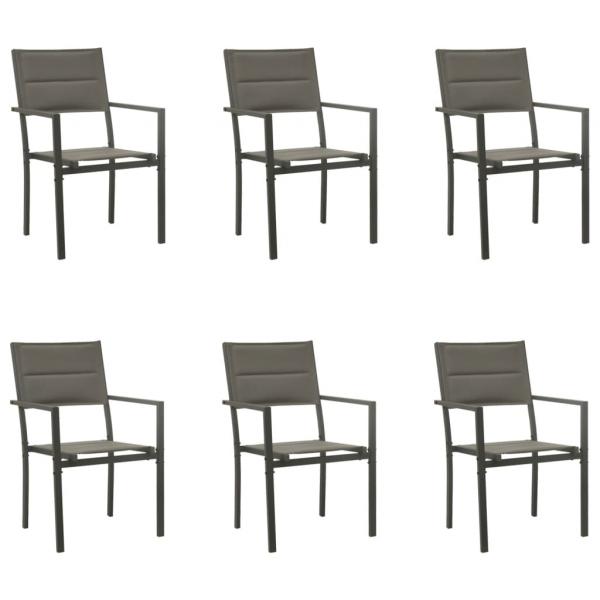 7-tlg. Garten-Essgruppe Schwarz Stahl und Textilene