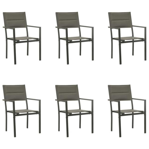 7-tlg. Garten-Essgruppe Schwarz Stahl und Textilene