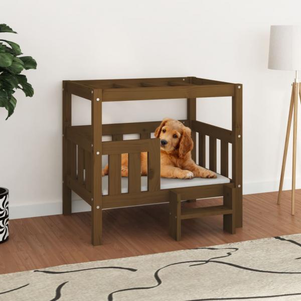 ARDEBO.de - Hundebett Honigbraun 75,5x63,5x70 cm Massivholz Kiefer
