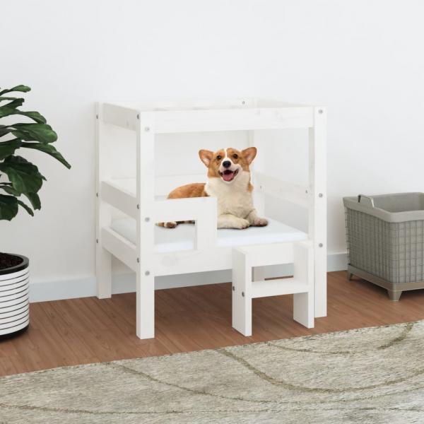 ARDEBO.de - Hundebett Weiß 55,5x53,5x60 cm Massivholz Kiefer