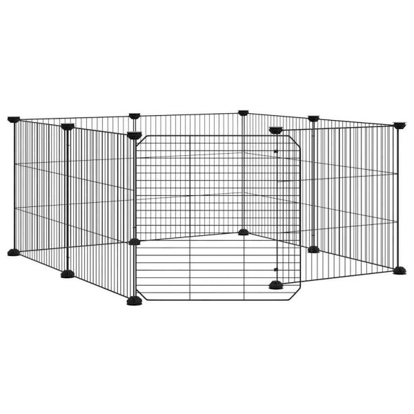 8-tlg. Haustierkäfig mit Tür Schwarz 35x35 cm Stahl