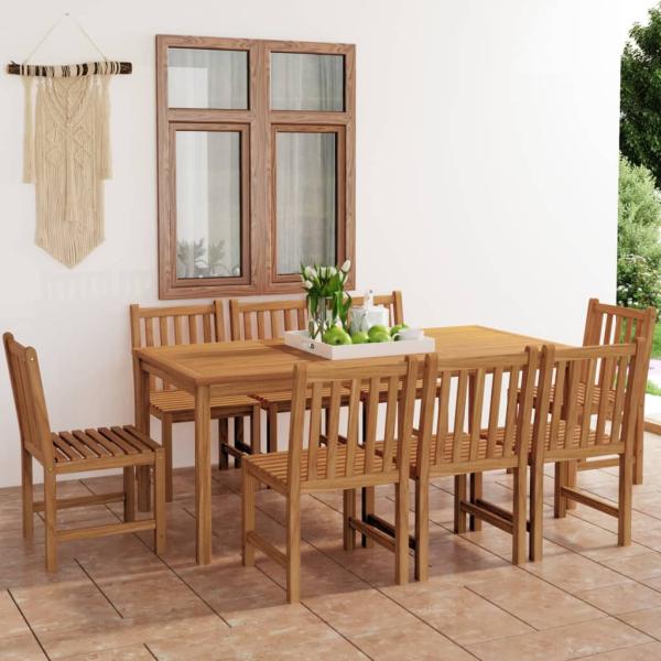 9-tlg. Garten-Essgruppe Massivholz Teak