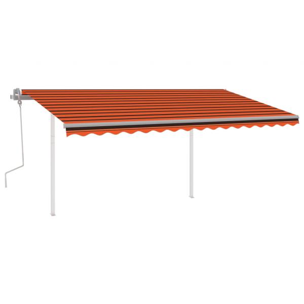 Markise Manuell Einziehbar mit Pfosten 4,5x3,5 m Orange & Braun