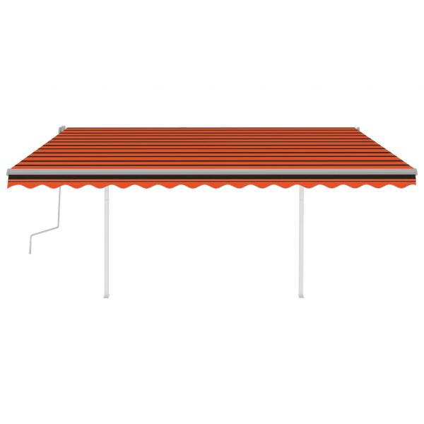 Markise Manuell Einziehbar mit Pfosten 4,5x3,5 m Orange & Braun