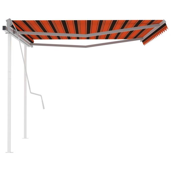 Markise Manuell Einziehbar mit Pfosten 4,5x3,5 m Orange & Braun