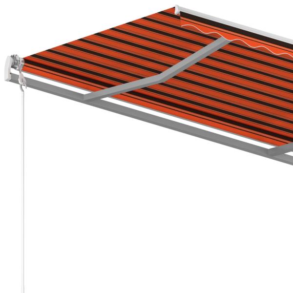 Markise Manuell Einziehbar mit Pfosten 4,5x3,5 m Orange & Braun